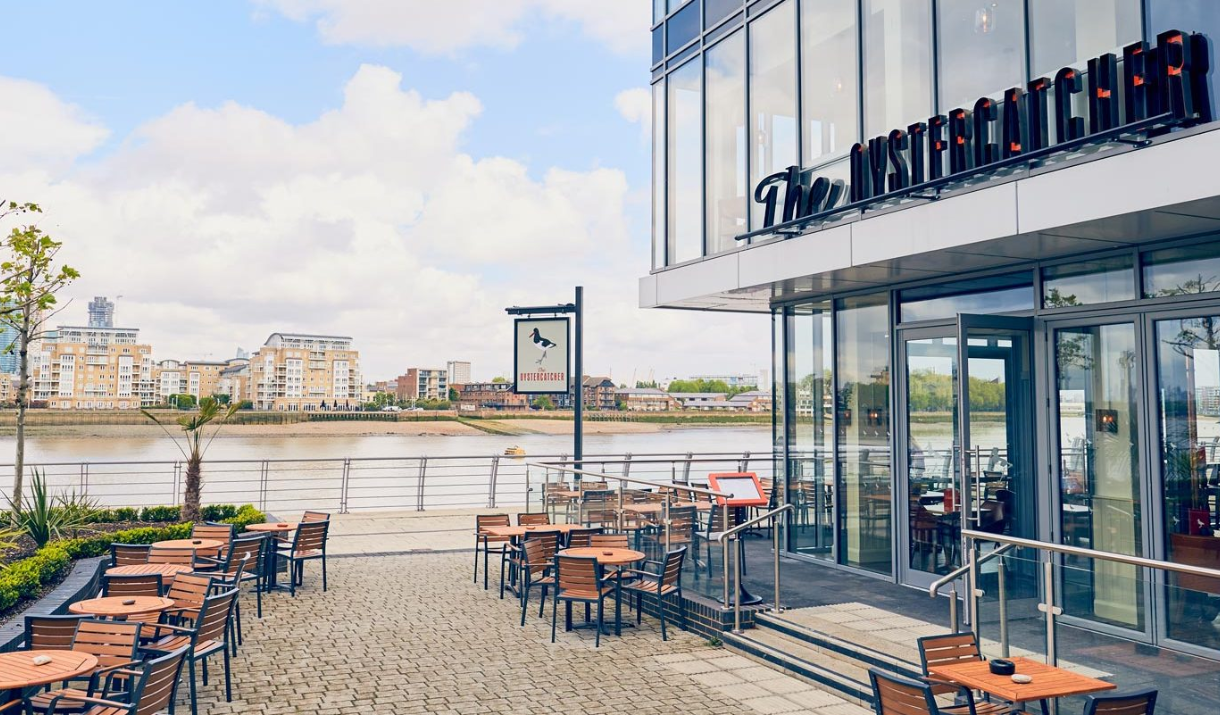 The Oystercatcher pub on the river Thames in Greenwich
